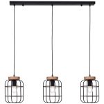 Brilliant Gwen Lampa Wisząca Metal Drewno Czarny | Nadaje Się Do 3x E27