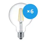 Opakowanie 6x Philips Corepro LED Globe E27 Włókno Przezroczysty 95mm 7W 806lm - 827 Bardzo Ciepła Biel | Zamienne 60W