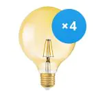 Opakowanie 4x Ledvance Vintage 1906 LED E27 Złoty 4W 410lm - 824 Bardzo Ciepła Biel | Zamienne 40W