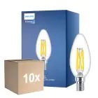 Opakowanie 10x Philips MASTER LED E14 Świeca Włókno Przezroczysty 3.4W 470lm - 922-927 Dim To Warm | Najlepsze Renderowanie Kolorów - Ściemnianie - Zamienne 40W